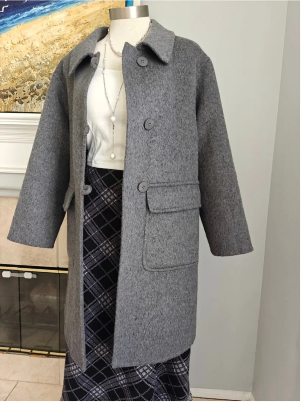 Handmade Wool Blend Oversized Coat